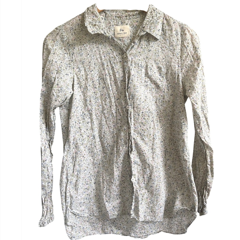 Anthropologie Paper Boy Cotton Tiny Floral Cottage Print Button Front Shirt S